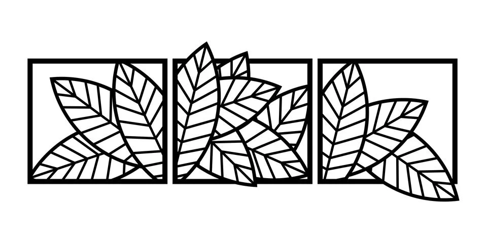 Three leaf design panel Stock Illustration