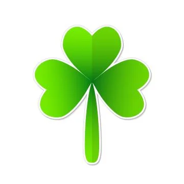 Three leaf green clover in cartoon style. Lucky quatrefoil. Good luck symbol. Stock Illustration