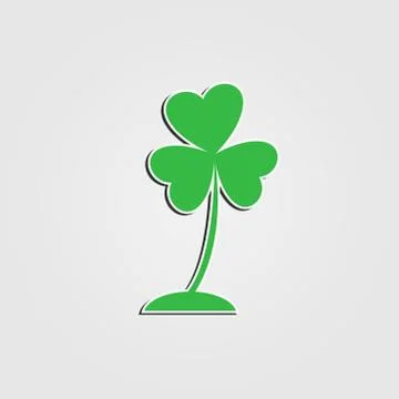 Three leaf heart clover icon,Bright green shamrock,isolated on white Stock Illustration