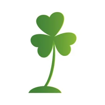Three leaf Irish clover icon. Bright green shamrock, isolated on white,vector Stock Illustration