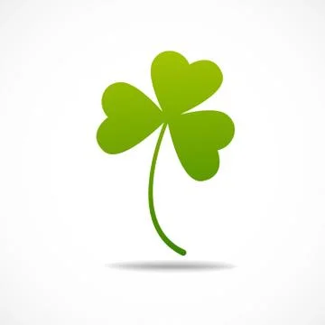 Three leaf irish clover icon. Bright green shamrock Isolated on white. Stock Illustration