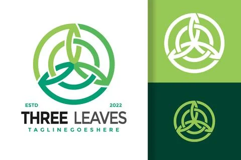 Three Leaf Logo Design Vector Illustration Template Stock Illustration