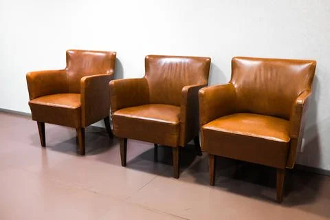 Three Leather Chairs Stock Photos