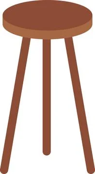 Three legged bar stool icon, wooden stool, stock illustration Stock Illustration
