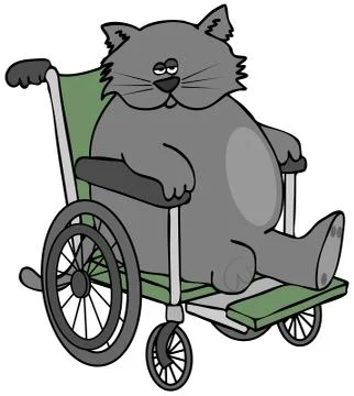 Three legged cat in a wheelchair Stock Illustration