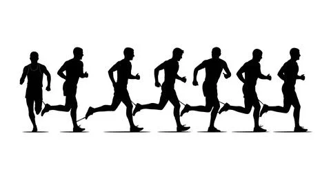 Three-Legged Race Partnership Silhouettes Stock Illustration