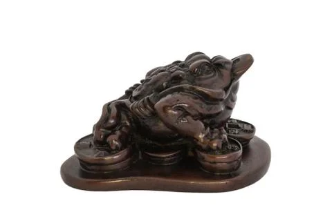 Three Legged Toad or Frog Feng Shui on white blackground Stock Photos