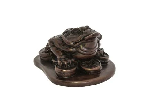 Three Legged Toad or Frog Feng Shui on white blackground Stock Photos