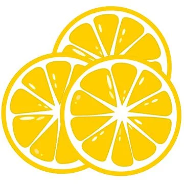 Three Lemon Slices Illustration on White Background Stock Illustration
