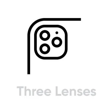 Three Lenses Phone Camera icon. Editable line vector. Stock Illustration