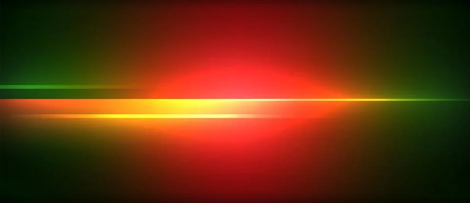 Three light beams in sky red, amber, and green against dark background Illustrazione stock