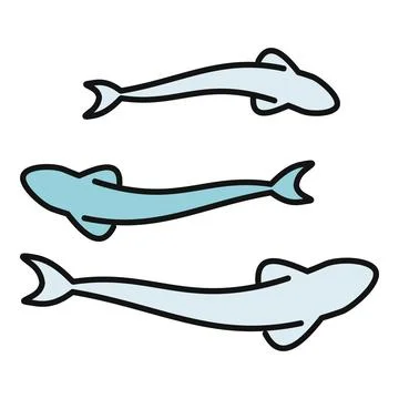 Three light blue fish swimming together school Illustrazione stock