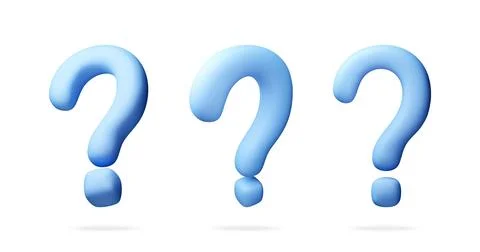 Three light blue question marks in 3D style. Stock Illustration