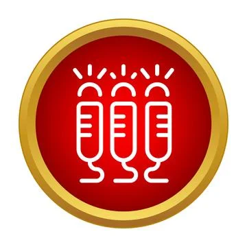 Three light bulbs illuminating inside a red circle icon Stock Illustration