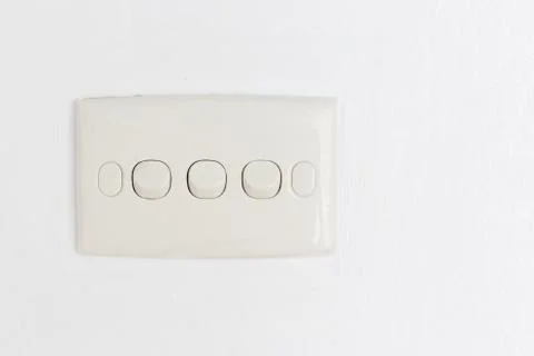 Three light switch trun off on white wall Stock Photos