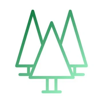 Three Line Art Trees With Gradient Minimalist Style Stock Illustration