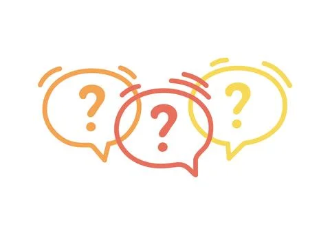 Three line colorful speech bubble icons with question marks. Concept of asking イラスト素材