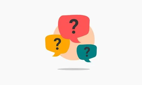 Three linear chat speech message bubbles with question mark Stock Illustration