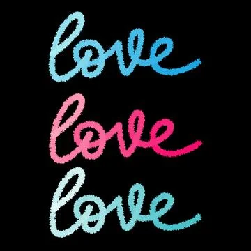 Three lines of love in different colors on a black background Stock Illustration