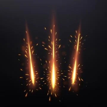 Three Lines of Sparks, Glowing Claws Light Effect, Vector Illustration Stock Illustration