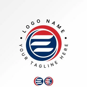 Three lines wave initial E font circle connect monogram typography sport tech Stock Illustration