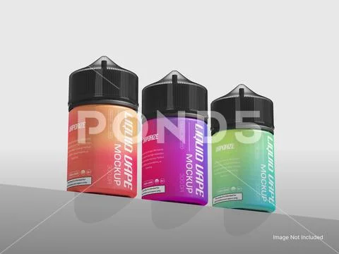 Three Liquid Vape Packaging Mockup 3D Rendering PSD Template