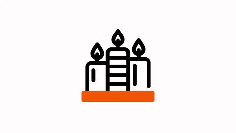 Three Lit Candles Icon Symbolizing Hope and Celebration. Stock Footage 325368996