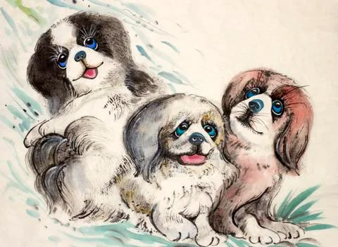 Three little dogs Stock Illustration