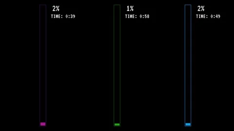 Three loading bars on a black background Video stock 106096993