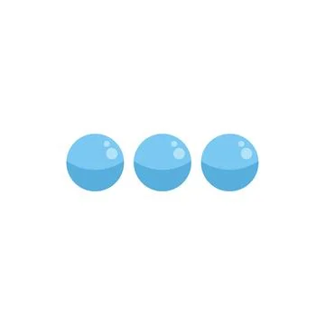 Three loading blue balls representing progress or buffering status Stock Illustration
