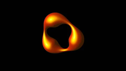 Three Lobed Ring gold texture rotetes 3d render Stock Footage 203924400