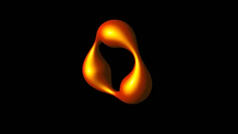 Three Lobed Ring gold texture rotetes horizontally 3d render Stock Footage 203924402