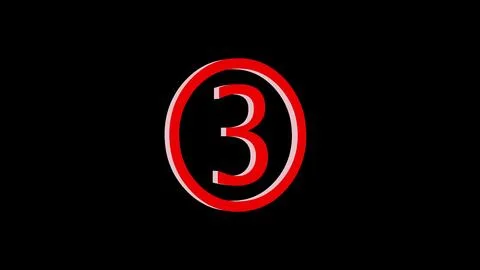 Three logo icon loopable red color on black background Illustrazione stock