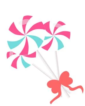 Three lollipops with a bow on a white background, vector graphics Stock Illustration