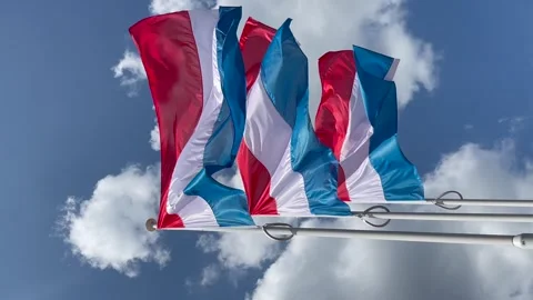 Three Luxembourg flags Stock Footage 246512711