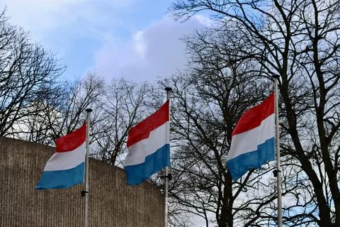 Three Luxembourg flags Stock Photos