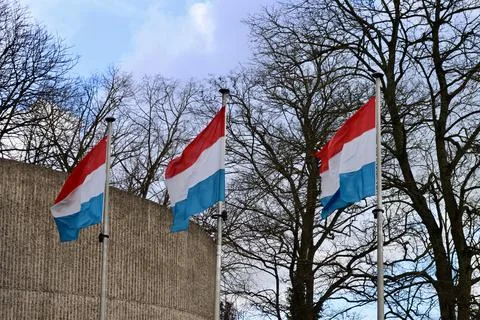 Three Luxembourg flags Stock Photos
