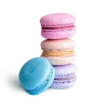 Three macaroon each other and one next Stock Photos