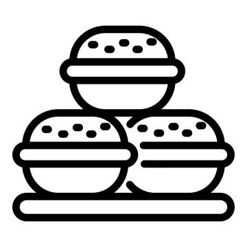 Three macaroons icon, outline style Stock Illustration