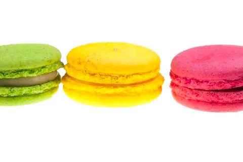 Three macaroons isolated on white Stock Photos