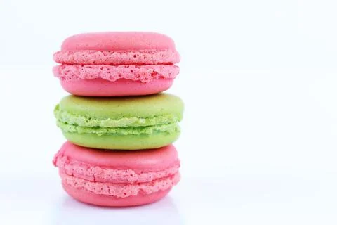 Three macaroons isolated on white Stock Photos