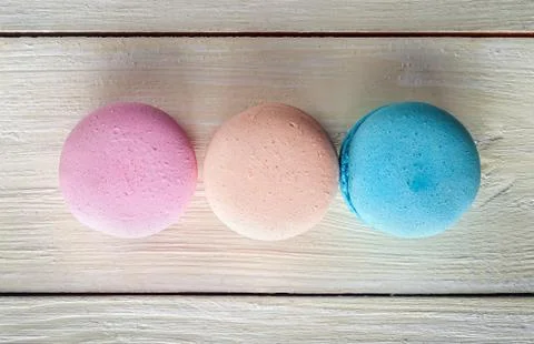 Three macaroons in a row Stock Photos