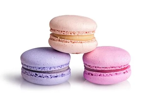 Three macaroons stacked in a pyramid Stock Photos