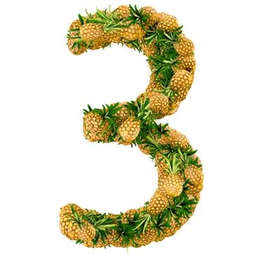 Three made from 3d pineapple Stock Illustration