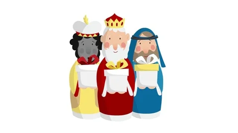 Three magi bringing gifts. Biblical kings Caspar, Melchior, Balthazar. Video stock 70141167