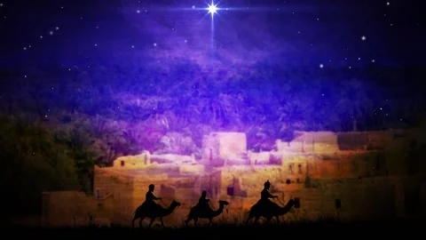 Three Magi Christmas Nativity Motion Loop Stock Footage 144642483