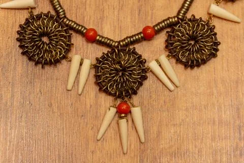 Three magical circle of copper rings and red berries from the evil eye Stock Photos