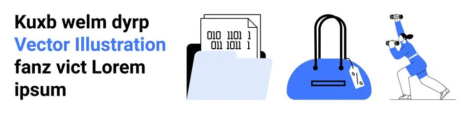 Three main elements a person looking through binoculars, a folder with docume Stockillustratie