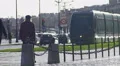 Three male friends walking down street, urban life, city traffic on the road HD Footage