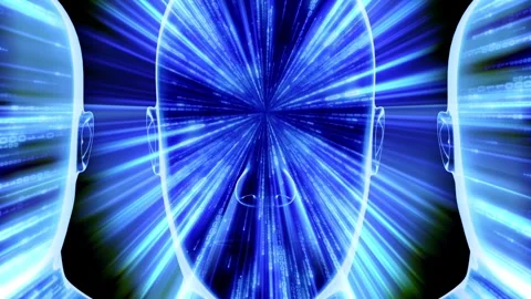 Three man faces and matrix style binary code Stock Footage 266267479